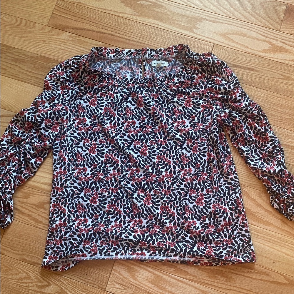 Max Studio Red and Black Floral Top
